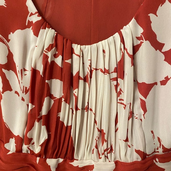 Talbots Swing Dress Womens Size 6 petite Red and White Floral Chiffon - Picture 7 of 13